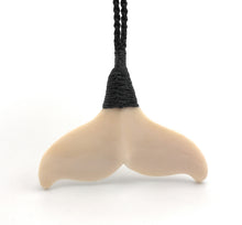 Load image into Gallery viewer, Whale Tail Pendant, Orca Necklace, Carved Whale Tail, Hand Carved Bone Jewelry
