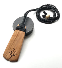 Load image into Gallery viewer, Olive Wood Adze Pendant with incised Branchy Tree, Hand-carved from Olive wood
