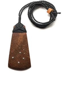The Pleiades Constellation Adze Pendant, Hand-carved from Lace Red Cedar Burl